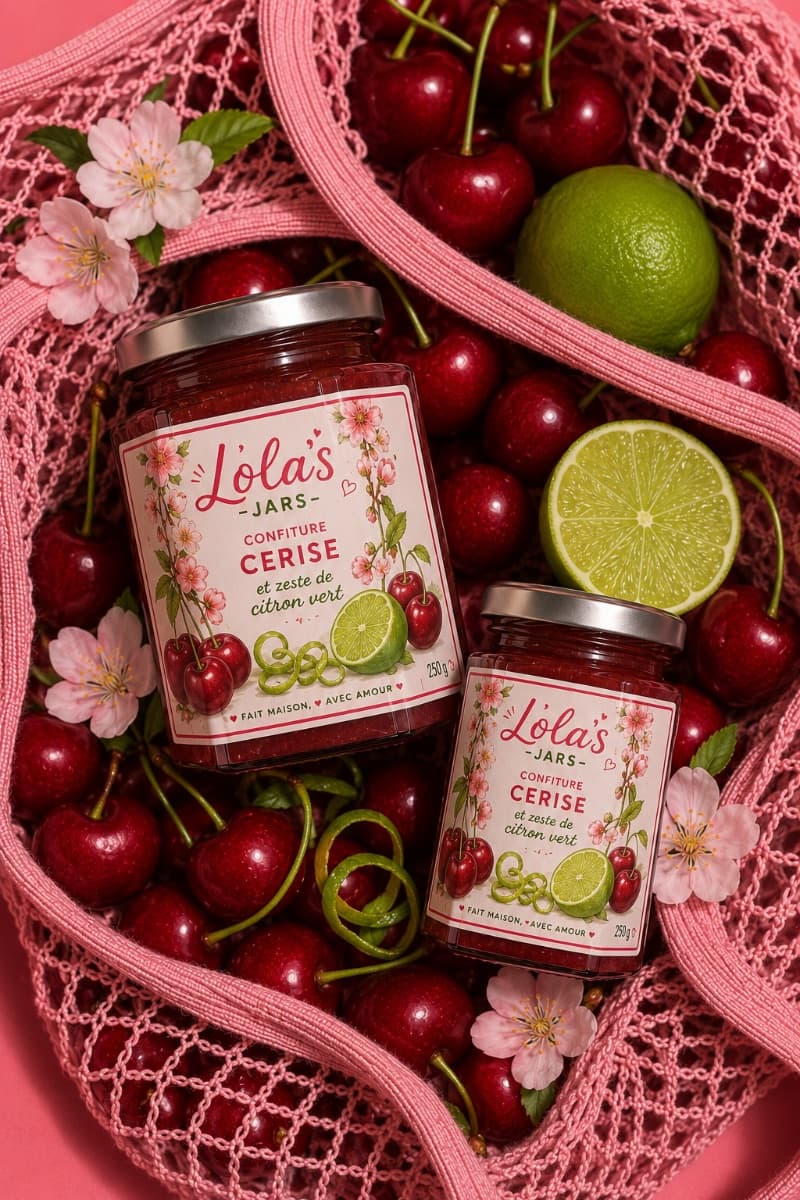 Confiture de cerise et zeste de citron vert 250g