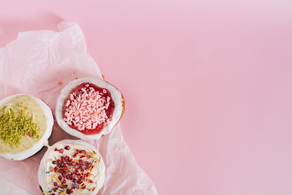 Cupcakes disposés à plat, vue de dessus