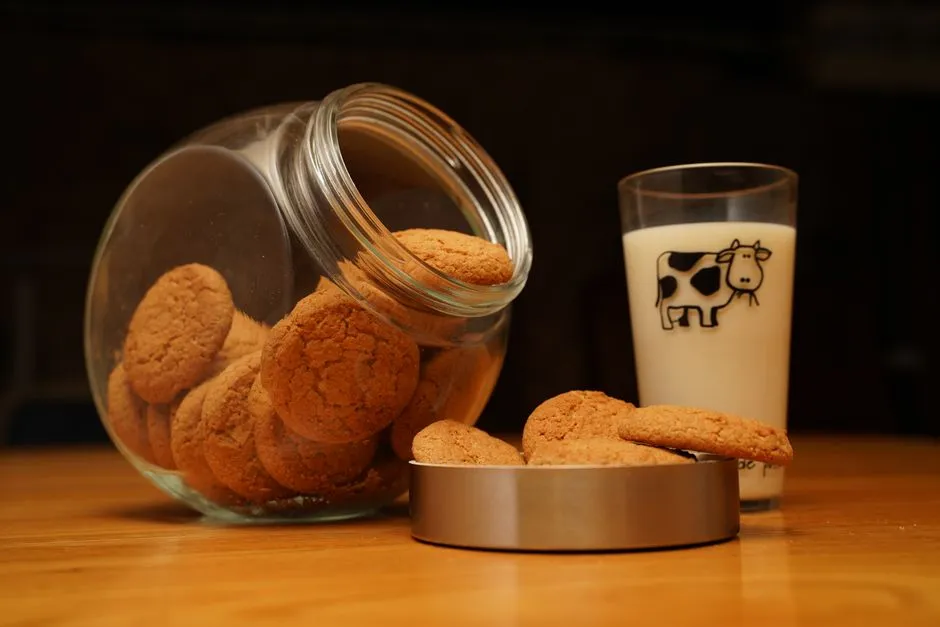 Cookies served with a glass of milk